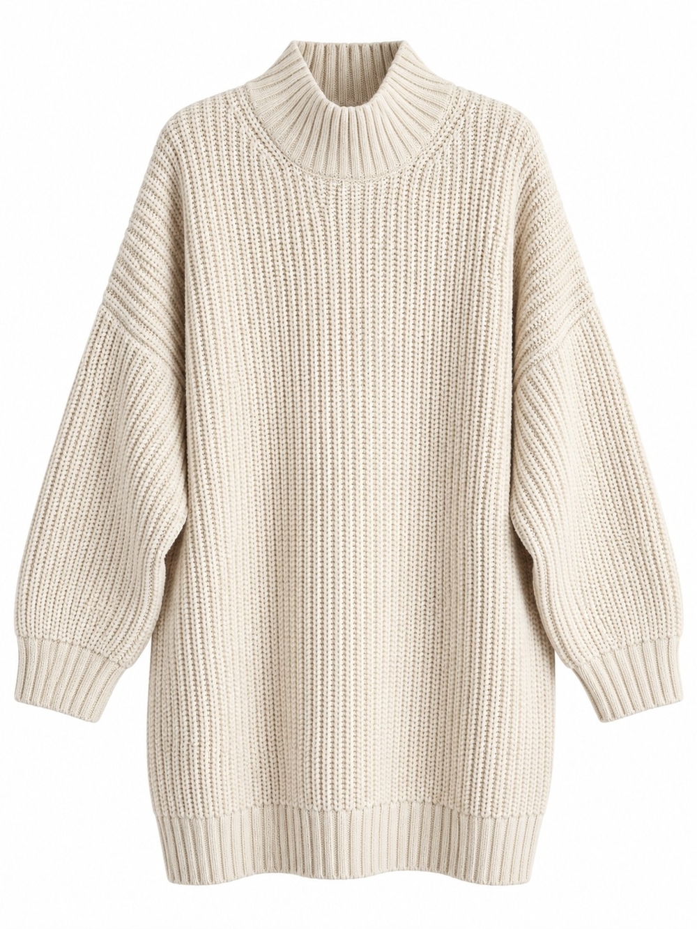 GAP Chunky Cream Ribbed Turtleneck Sweater Dress Size XL